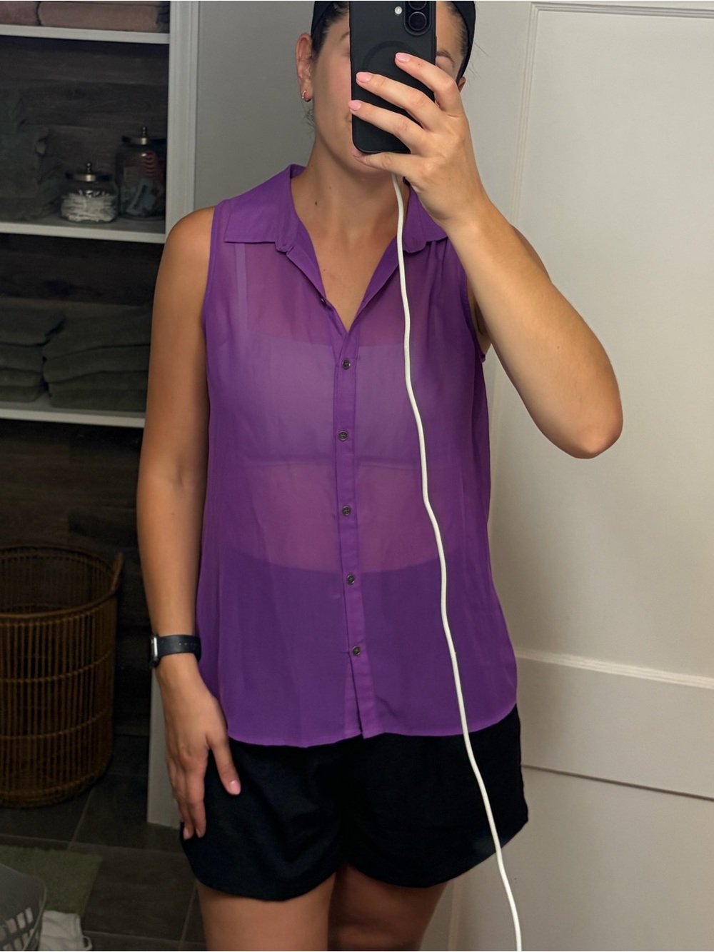 Bright purple blouse